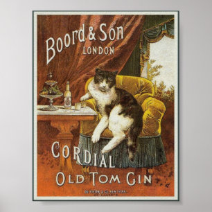 Poster Vintage velho da gim de Tom