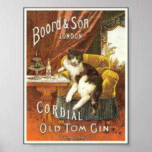 Poster vintage velho da gim de Tom