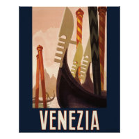 Vintage Veneice Itália Gondola Viagem