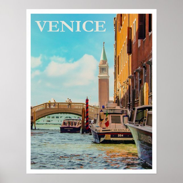 Poster Vintage Veneice Itália Viagem (Frente)