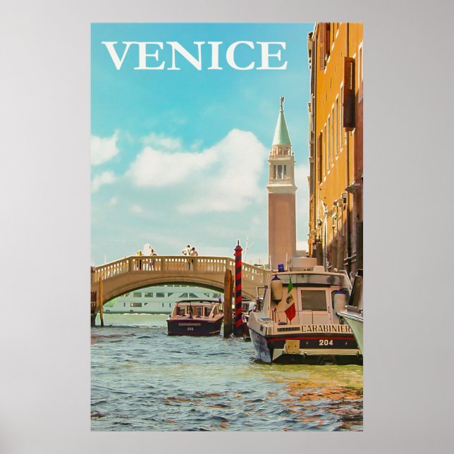 Poster Vintage Veneice Itália Viagem (Frente)