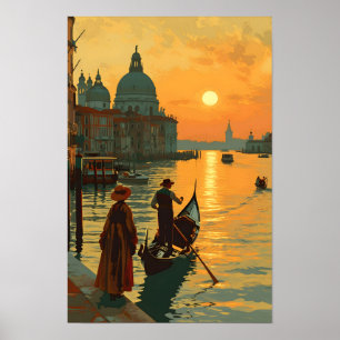Poster Vintage Veneice Sunset