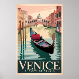 Poster Vintage Venice Viagem - Gondola no Grande Canal