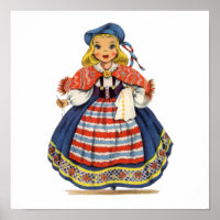 Vintage, vestido tradicional de menina sueca