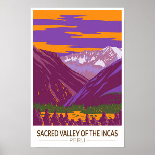 Poster Vintage Viagem Art do Peru, Vale Sagrado