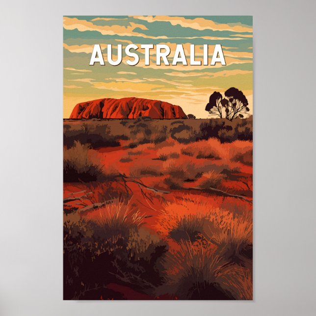 Poster Vintage Viagem de ilustração da Austrália (Frente)