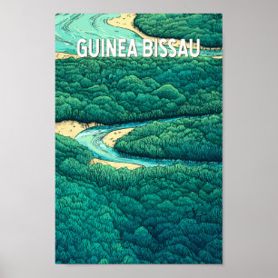 Poster Vintage Viagem de Ilustração da Guiné Bissau