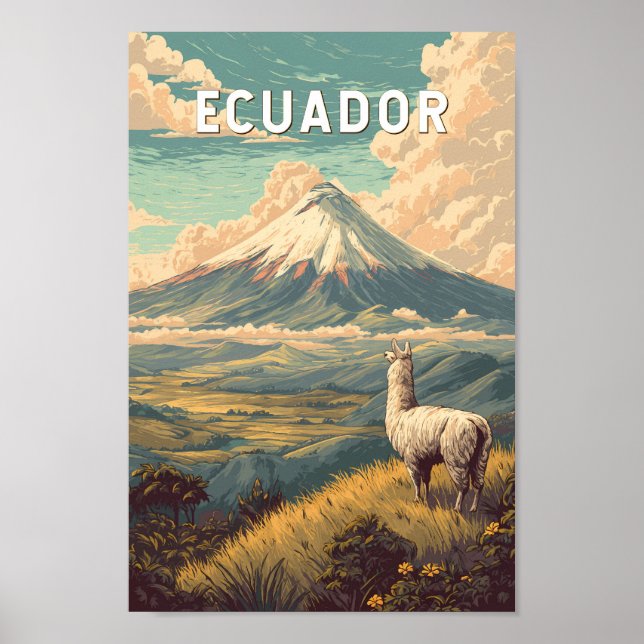 Poster Vintage Viagem de ilustração do Equador (Frente)