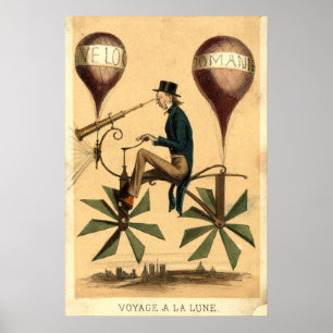 Poster Vintage "viagem desenhos animados franceses de um