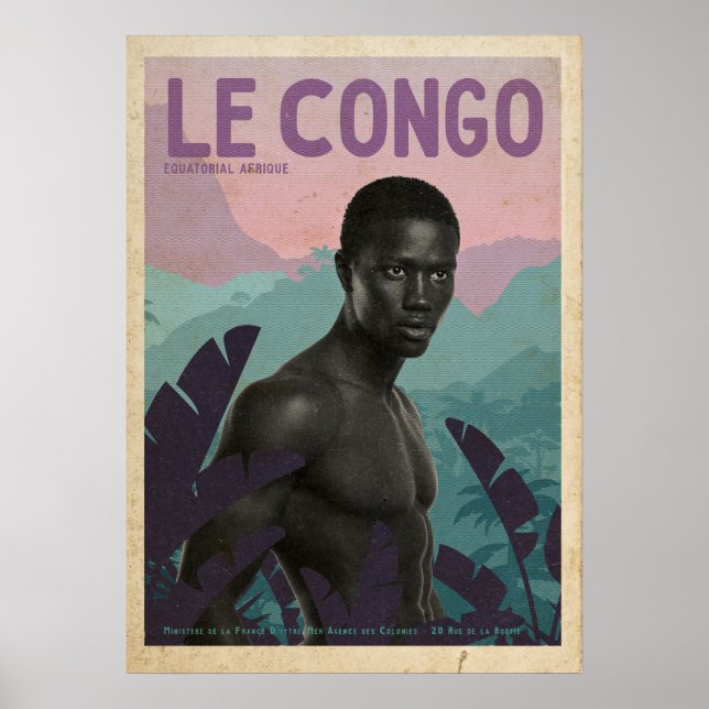 Poster Vintage viagem do Congo (Frente)