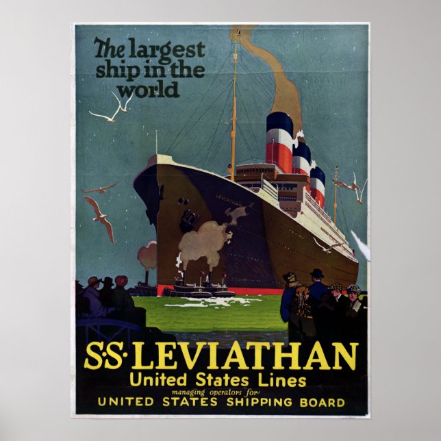 Poster Vintage Viagem do cruzeiro náutico SS Leviathan Cr (Frente)