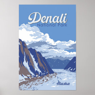 Poster Vintage Viagem do Parque Nacional Denali