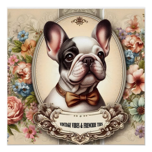 Póster Vintage Vibes & Frenchie Gravatas (Frente)