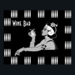 Poster Vintage Vic Art Deco Stripe Preto Branco<br><div class="desc">Poster Vintage Vinho Bar Arte Deco Stripe Preto Branco Grande</div>
