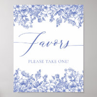Vintage Victorian Blue Floral Sinal