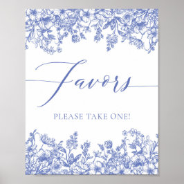 Poster Vintage Victorian Blue Floral Sinal