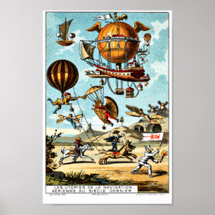 Poster Vintage Victorian Era Aeronautics Steampunk