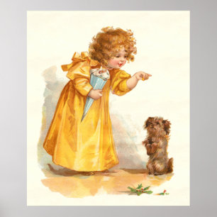 Póster Vintage Victorian Girl and Dog by Frances Brundage