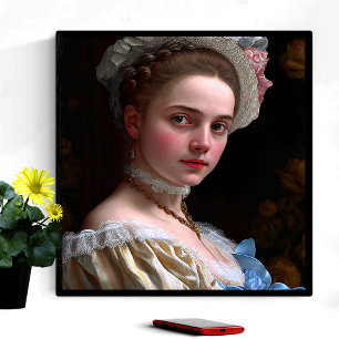 Poster Vintage Victorian Lady Hat Rosa Flower