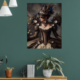 Poster Vintage Victorian Steampunk Clockwork Time Lady