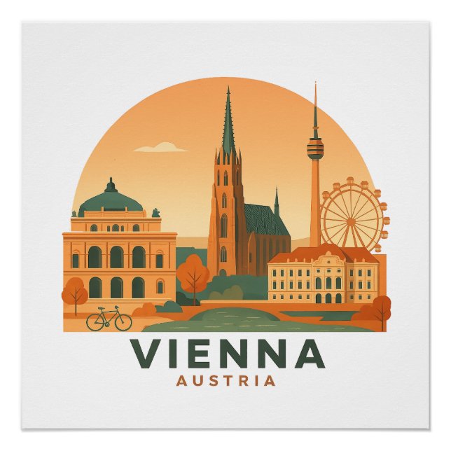 Póster Vintage Vienna Austria Poster – Retro Travel Art (Frente)