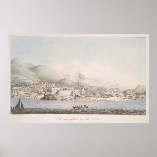 Poster Vintage View of Christiansted Rua Croix (1839) (Frente)