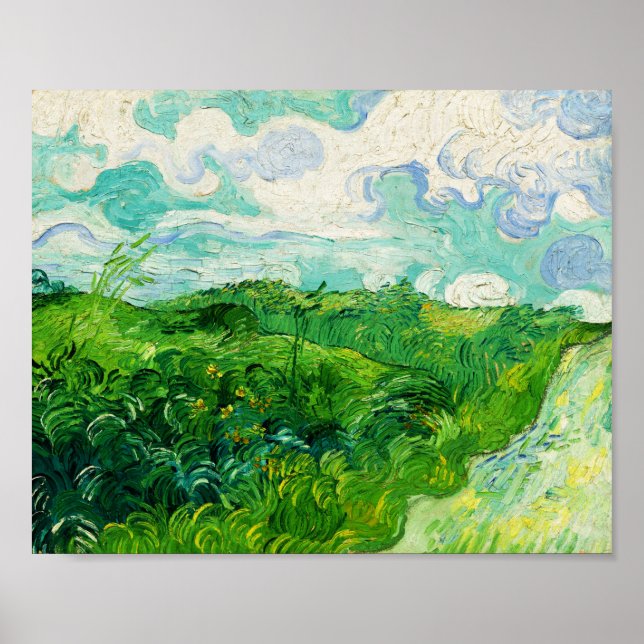 Poster Vintage Vincent Van Gogh Green Wheat Fields (Frente)