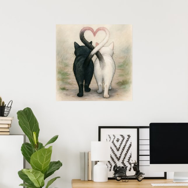 Poster Vintage Vintage Feriado de Gatos (Escritório em casa)