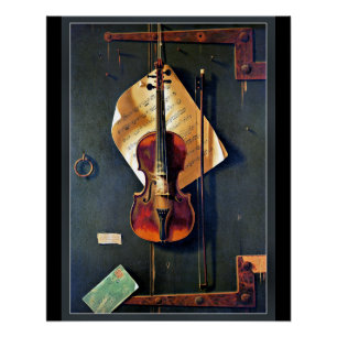 Póster Vintage Violin Music Illustration