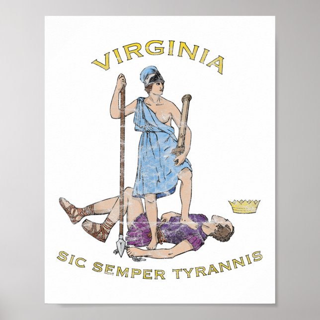 Poster Vintage Virginia Motto Sic Semper Tyrannis (Frente)