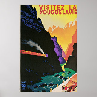Poster Vintage Visite Jugoslávia Viagem