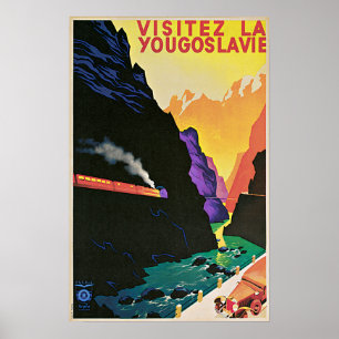 Póster Vintage Visite Jugoslávia Viagem