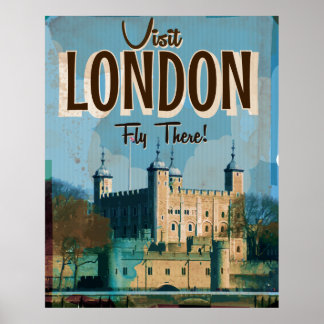 Póster Vintage Visite Londres - Voe Lá