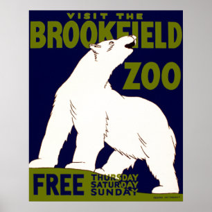 Póster Vintage "Visite o zoológico de Brookfield" Polar 