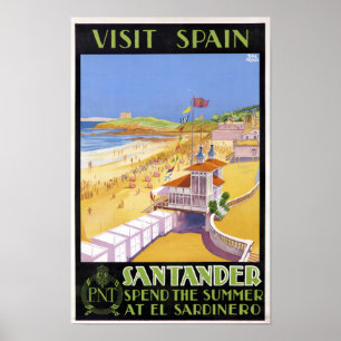 Poster Vintage Visite Santander Espanha