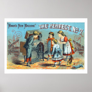 Poster Vintage Vitoriian Era Sewing Machado Anúncio