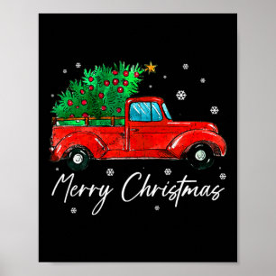 Poster Vintage Wagon Christmas - Tree On Car Xmas Vacatio