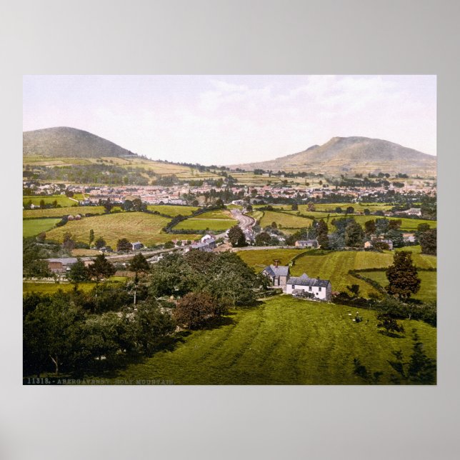 Póster Vintage Wales, Abergavenny Santa Montanha (Frente)