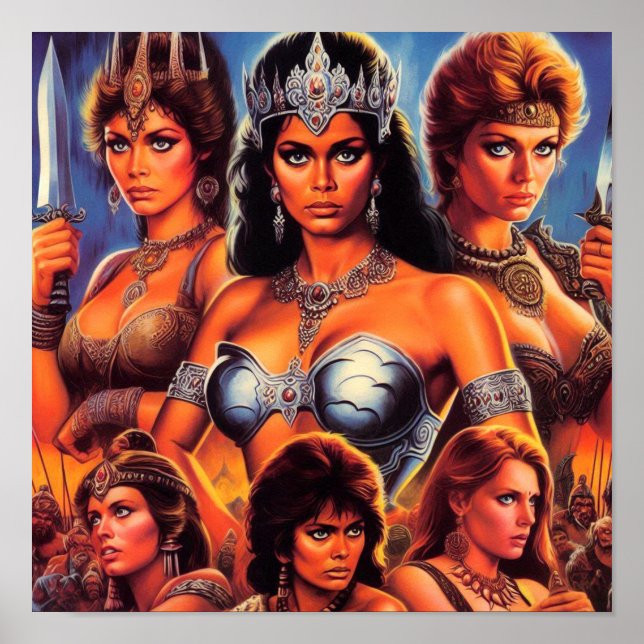 Poster Vintage Warrior Queens (Frente)