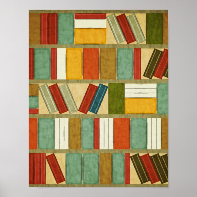 Poster Vintage Watercolor Bookshelf (Frente)
