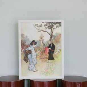Poster Vintage Watercolor Fairytale Japonês