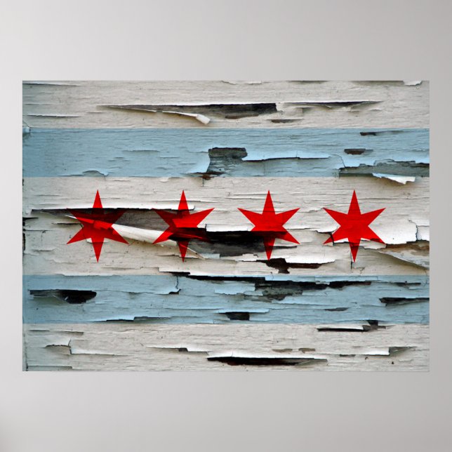 Poster Vintage Weathered Flag de Chicago (Frente)