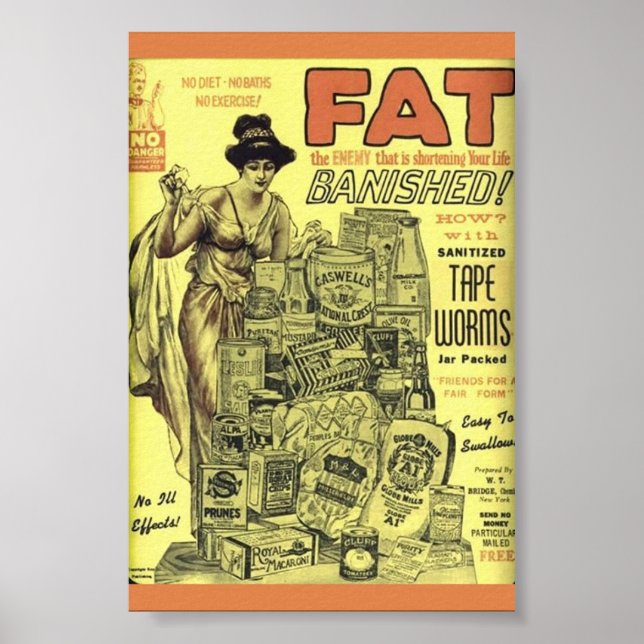 Póster Vintage Weight Losse e SANITIZED TAPE WORMS! (Frente)
