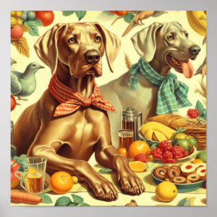 Poster Vintage Weimaraner Painting
