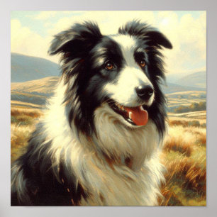 Poster Vintage Welsh Sheepdog Painting