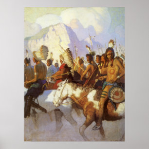 Póster Vintage Western Art, Partido da Guerra da Índia p