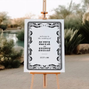 Poster Vintage Western Cowboy Sinal de Casamento Russo po