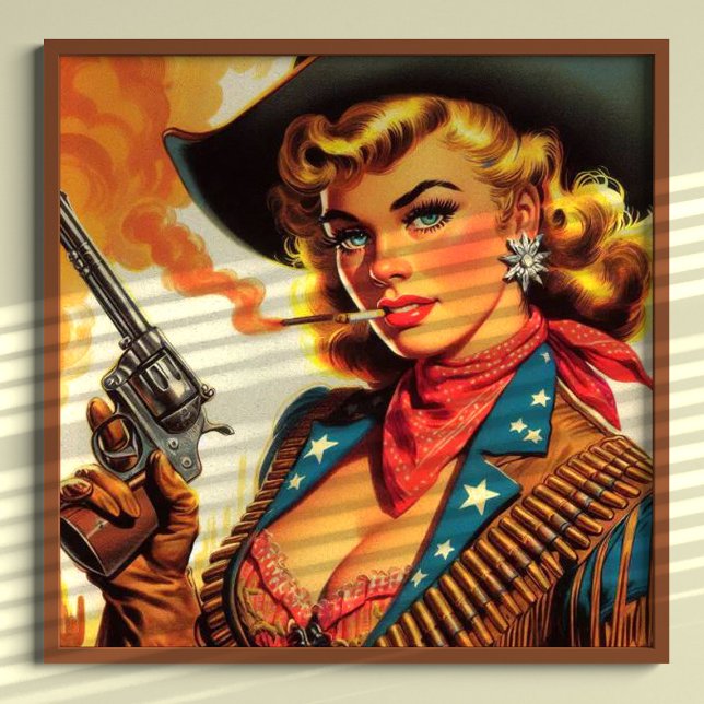 Poster Vintage Western Cowgirl Pin Up (Criador carregado)