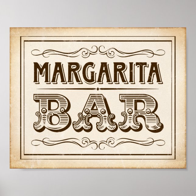 Poster Vintage Western MARGARITA - Sinal de BAR (Frente)
