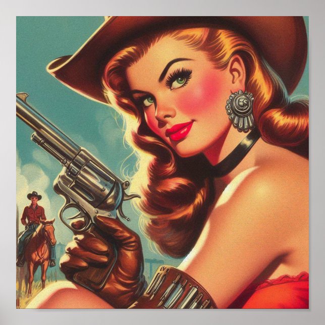 Poster Vintage Western Pin-up (Frente)